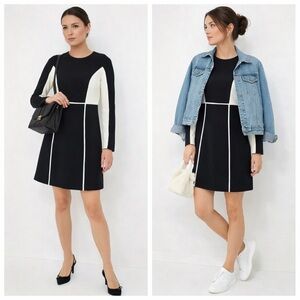 Tuckernuck Navy and Cream Long Sleeve Dress